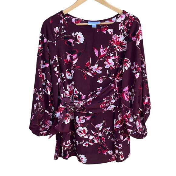 Motherhood Maternity burgundy floral blouse size medium - Picture 1 of 8